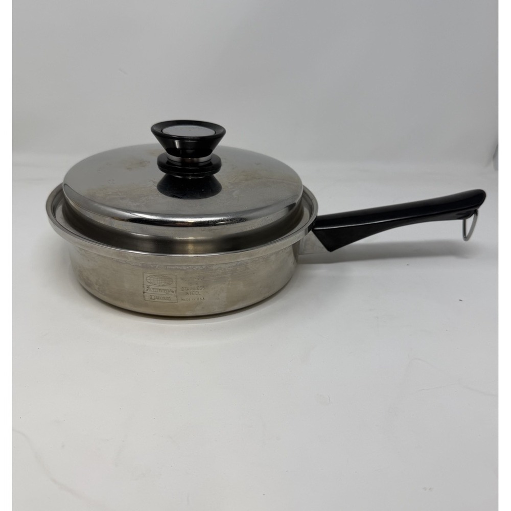 Amway Queen Multi-Ply 18-8 Stainless Steel Skillet Pan wit Lid Made in USA 9.5in